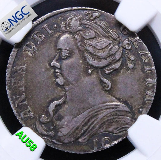 10 Shillings 1706. Anne, Scotland. S.5700. aUNC NGC AU58 TOP POP