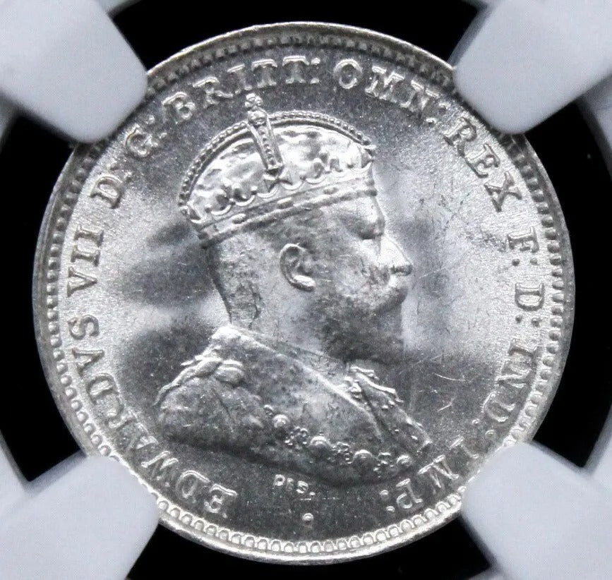 1910 3 Pence, Australia Silver Coin. King Edward Vii. BU NGC MS65 KM-18