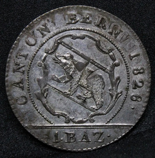 1 Batz 1826, Canton of Bern- Switzerland. struck on 1798 4 Kreuzer. KM-194 BU