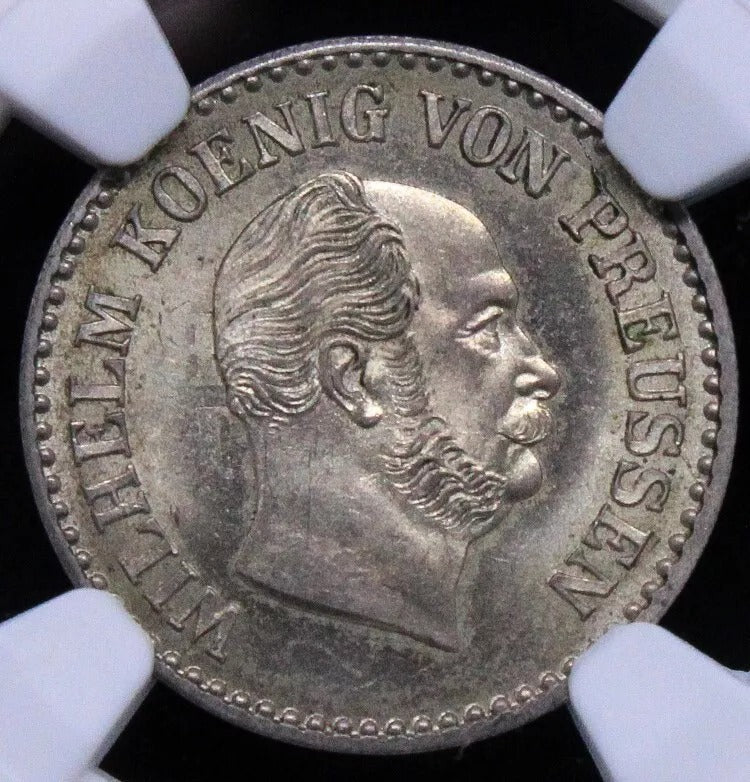 1 Silbergroschen 1861 -A, William I. Prussia. KM-485 UNC NGC MS64