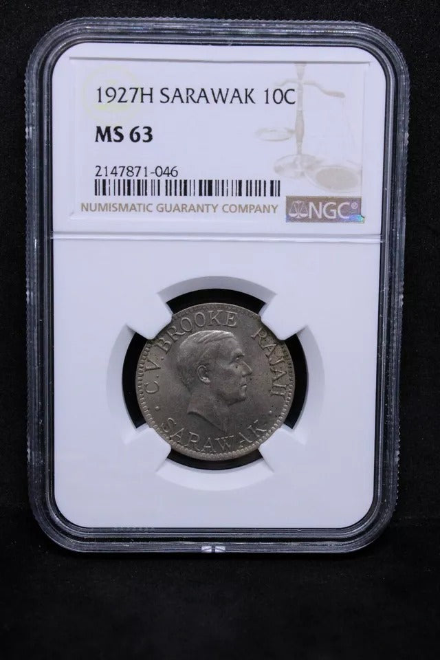 10 cents 1927, Sarawak. KM-16. UNC NGC MS63