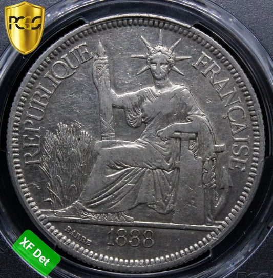 1888-A Piastre, French Indo-China. KM-10. PCGS XF Cleaned