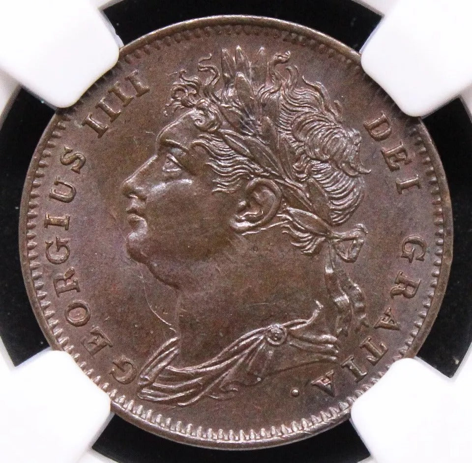 Farthing 1826, George IIII. S.3822. UNC NGC MS65 BN Top POP