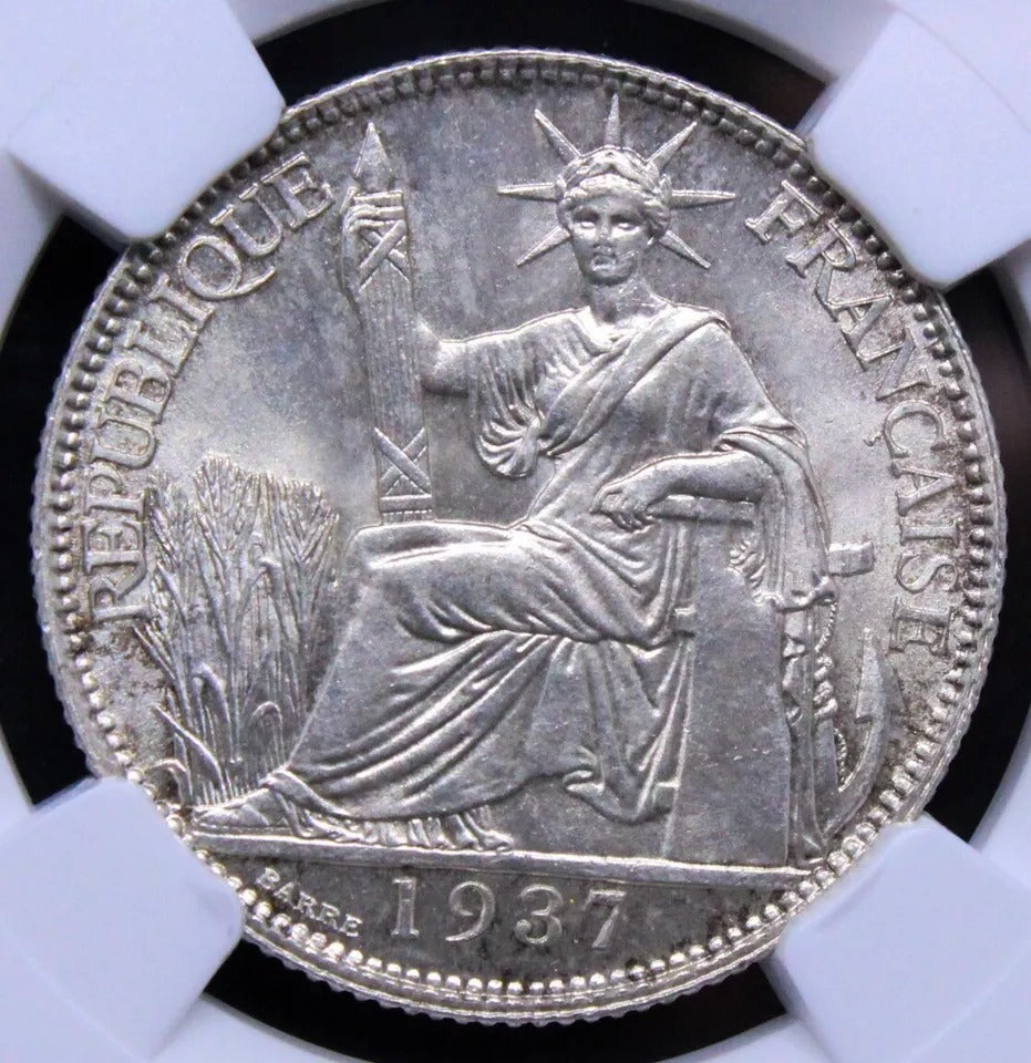 FRENCH INDO-CHINA. 20 Cents, 1937. Paris Mint. KM-17.2. NGC MS66 UNC