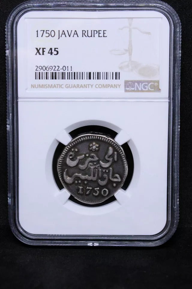 1750 Rupee Java. United East India Company. KM-170. NGC XF45