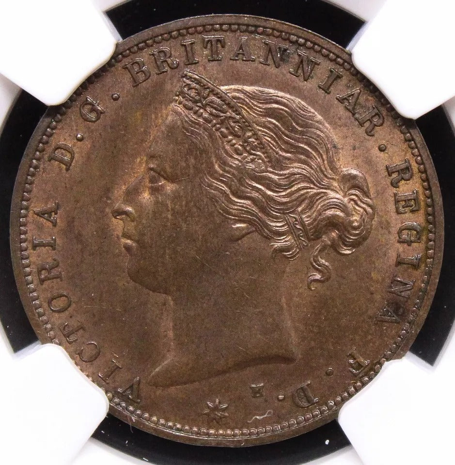 1/24 Shilling 1877, Jersey Issue. KM-7 UNC NGC MS63 BN