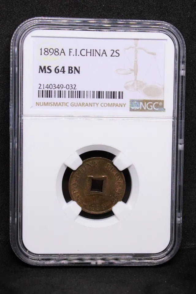 2 sapeque 1898, French Indo-China. KM-2. UNC NGC MS64BN