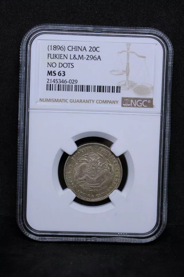 20 Cents 1896-03, Fukien, Chinese/china L&M296 with rosettes. Y-104.1. NGC MS63