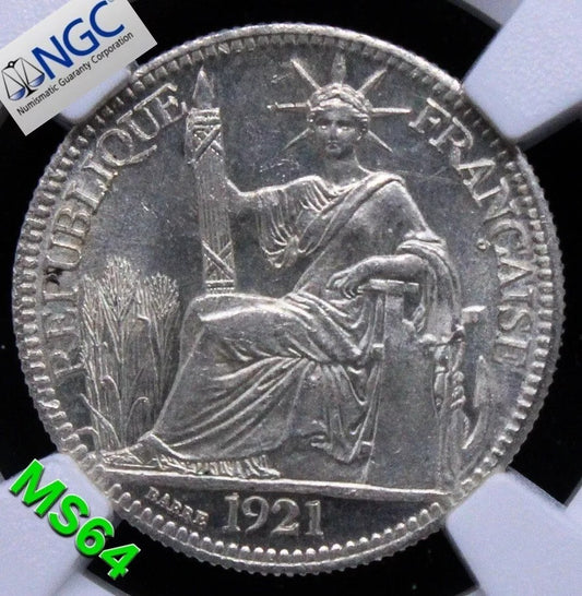 10 centime 1921, French Indo-China KM-16.1 UNC NGC MS64