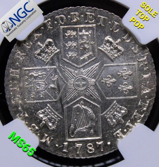 1 Shilling 1787 (with hearts) George III. S.3746. BU NGC MS65 Top pop 1/0