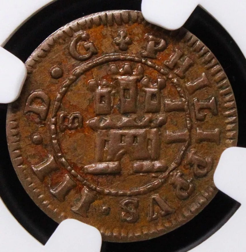 2 Maravedis 1602 -B Spain Felipe III. KM-3 Rare NGC UNC MS62BN