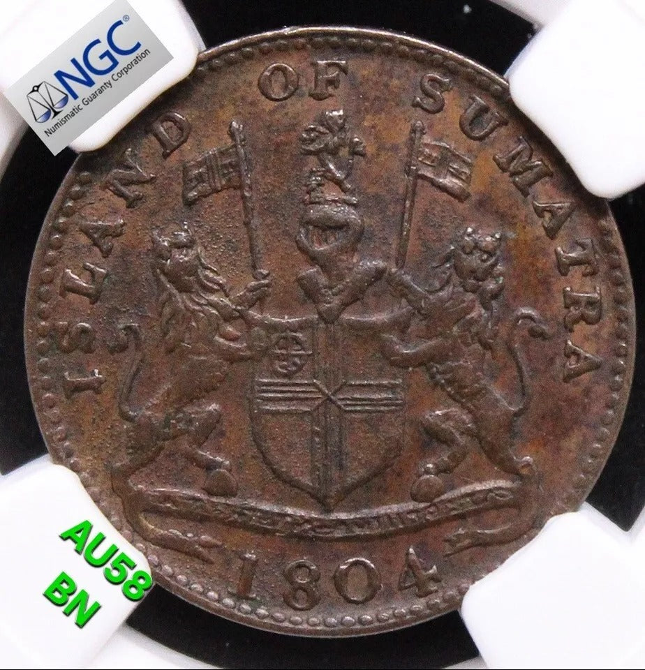 1804/1219 Netherlands East Indies SUMATRA, ISLAND OF Keping KM# Tn1. NGC AU58 BN