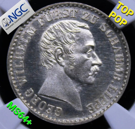 2-1/2 Silber Groschen. German States SCHAUMBURG-LIPPE KM# 45 NGC MS64+ top pop