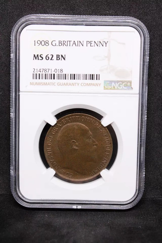 1 Penny 1908. Edward VII. S.3990 NGC UNC MS62 BN