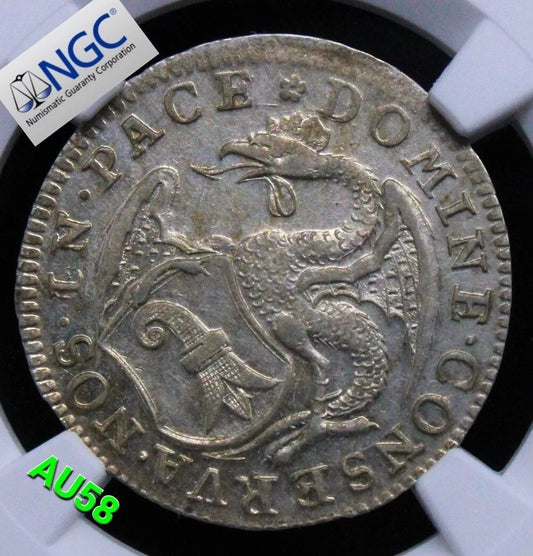 3 Batzen 1724, Switzerland Basel Canton. KM-140 NGC AU58